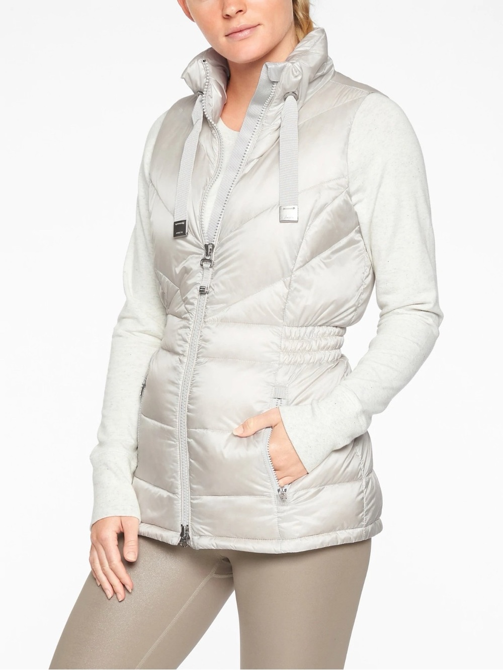 Athleta Banner Peak Down Vest 800 fill Moonlight Grey SIZE small 350856 N0114